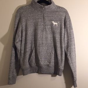 PINK VS Gray Pullover 3/4 ZIP Sweatshirt